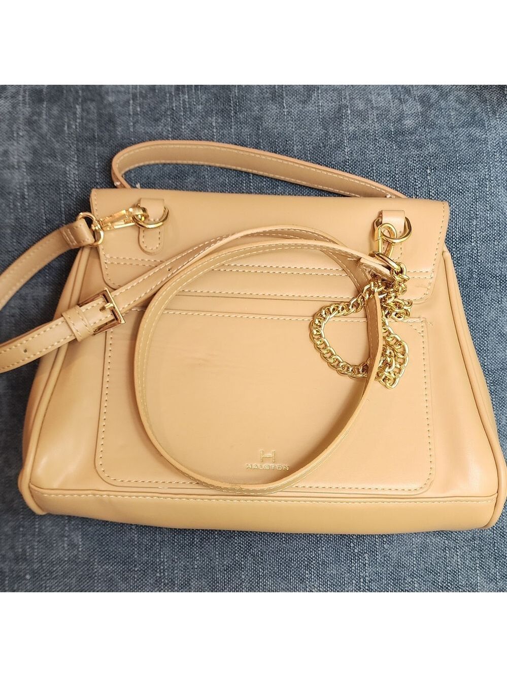 H by Halston Tan Handbag Satchel - Picture 3 of 11